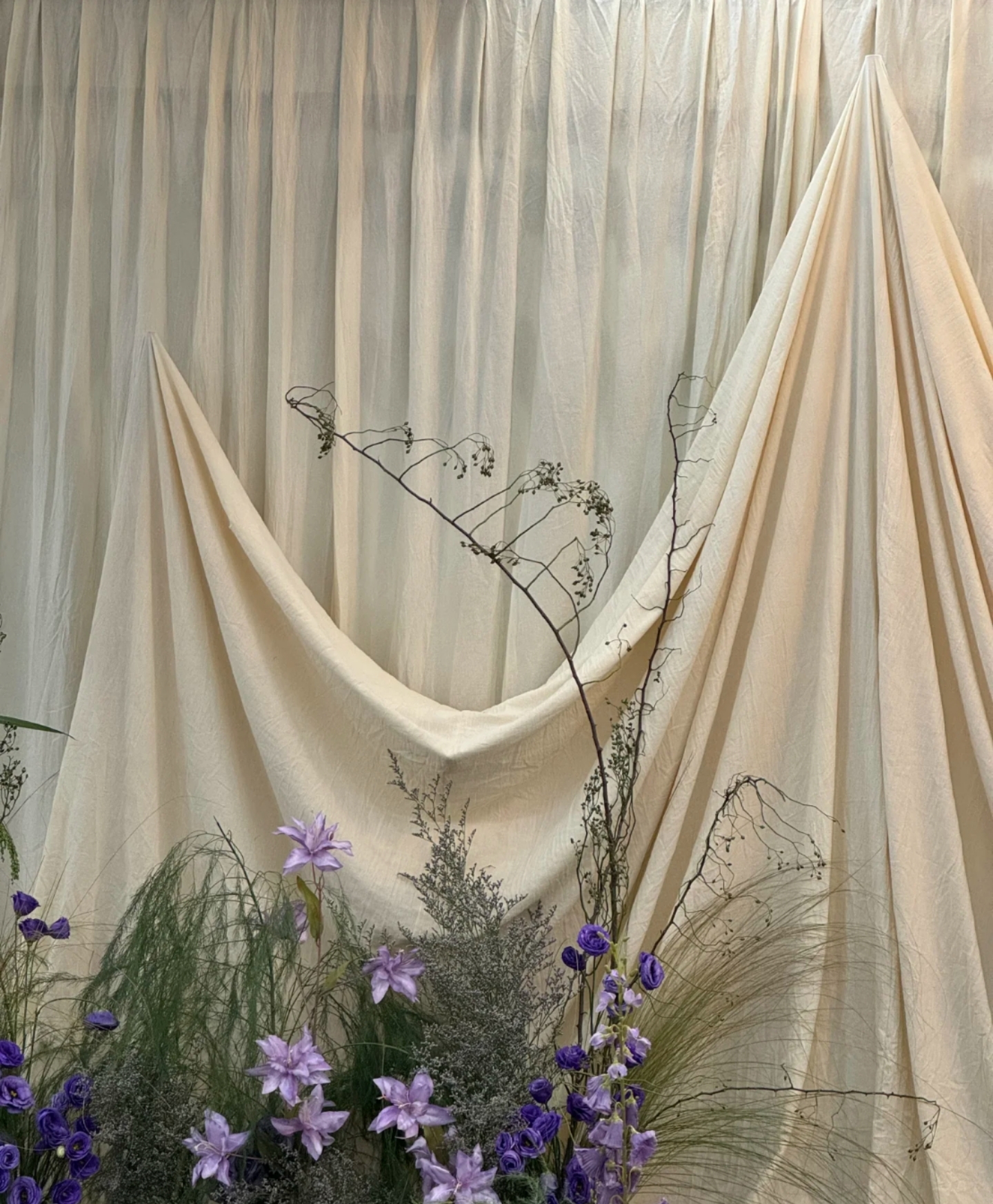 Cotton and Linen High-End Retro Beige Curtains Native Cloth Cotton and Linen Cream Style Tablecloths Wedding Background Curtains Others