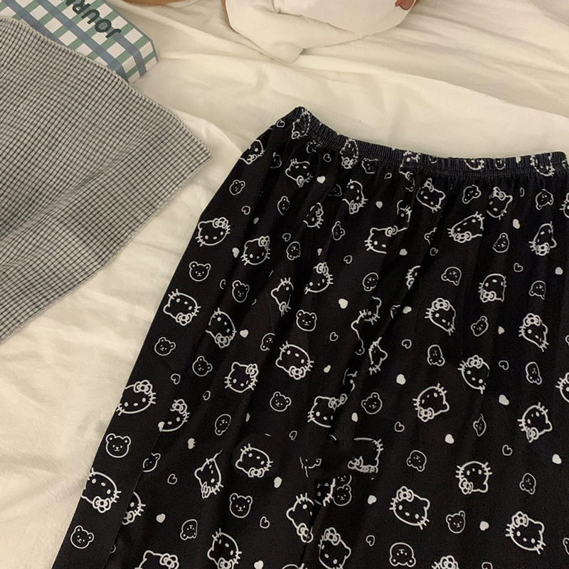 Hello Kitty walking pajama pants for women Spring and Autumn New ins style Japanese style student home loose casual pants summer outer wear