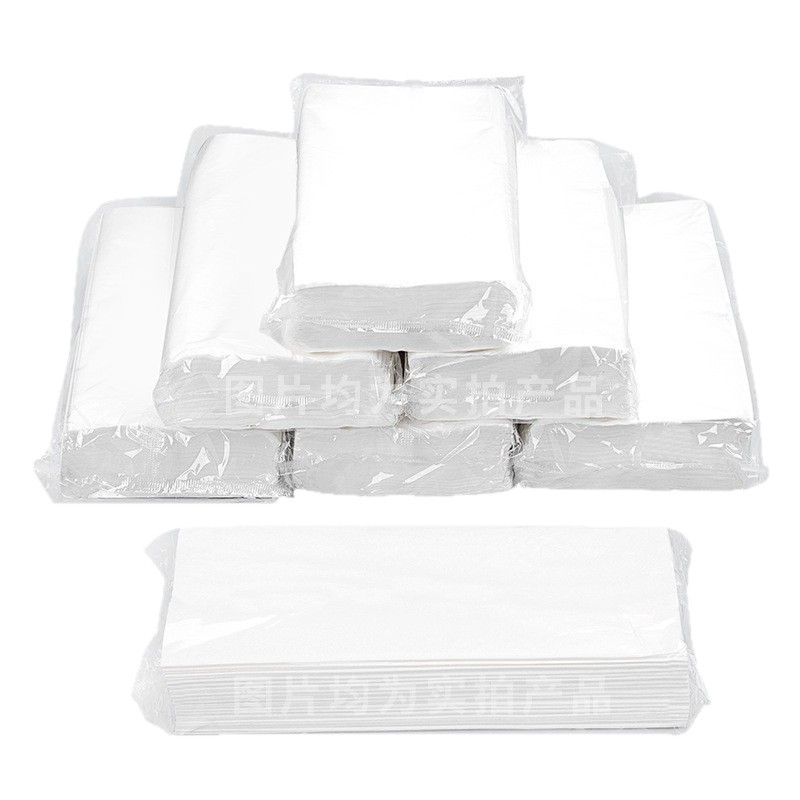 Commercial White Package Tissue Paper Hotel Ktv Hotel Household 50-Pack Wettable Large Batch Transparent Packaging White Package Tissue Paper