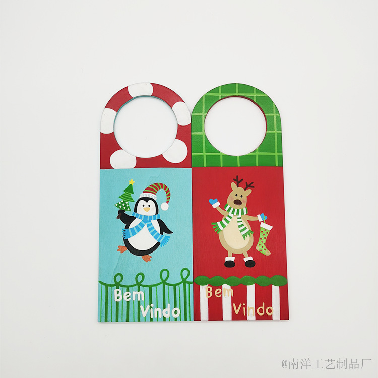 Christmas Cartoon Cross-border Christmas Tag Wooden Tag Decorative Pendant Printing Keychain Cute