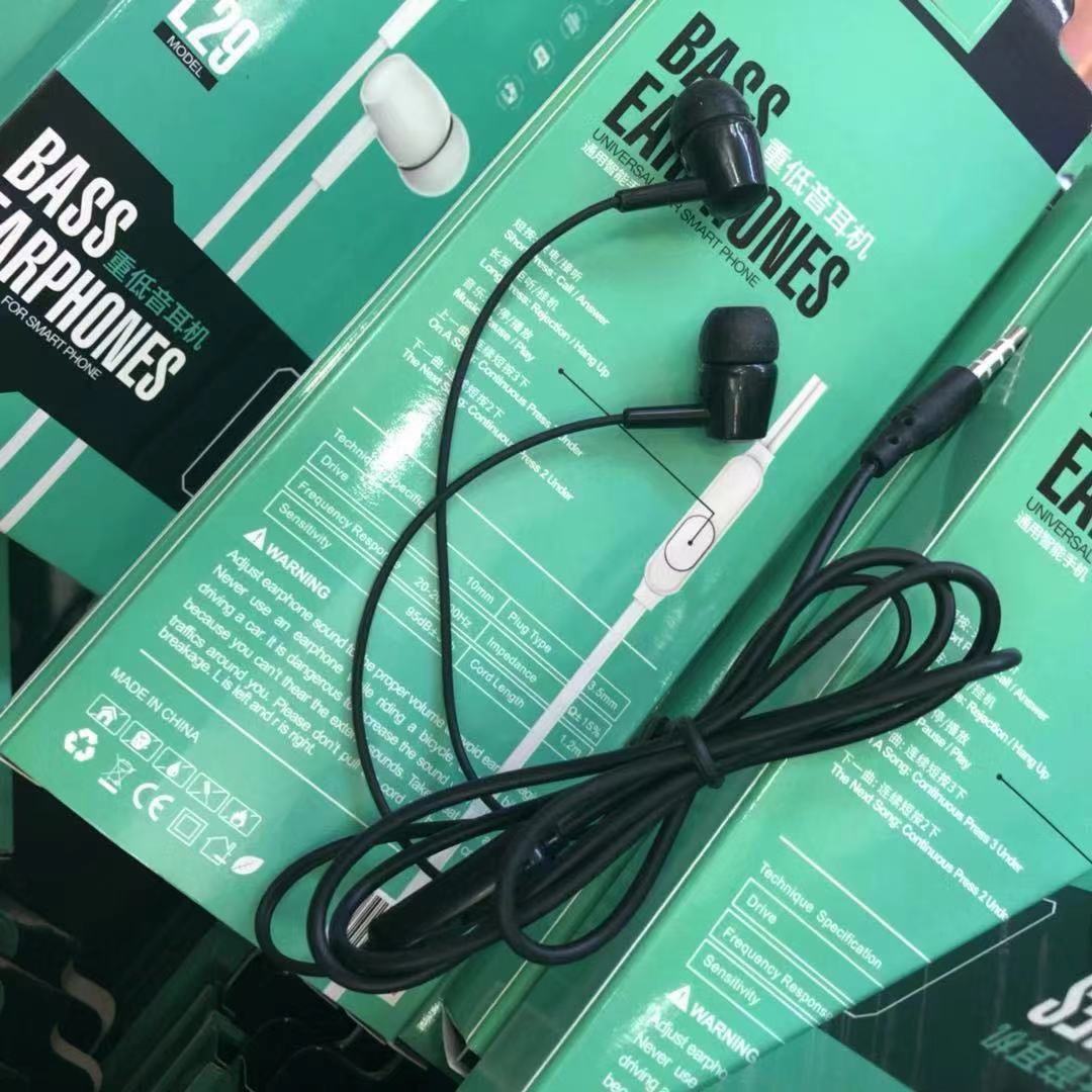 D21 cross-border subwoofer in-ear mobile phone wired headset wire control in-line with microphone new trend gaming headset