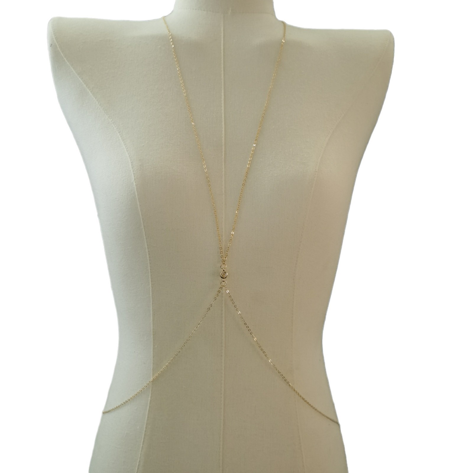 Cross-border New European and American Fashion Rhinestone Chest Chain Sexy Bikini Body Chain Women's Summer High-end All-match Niche