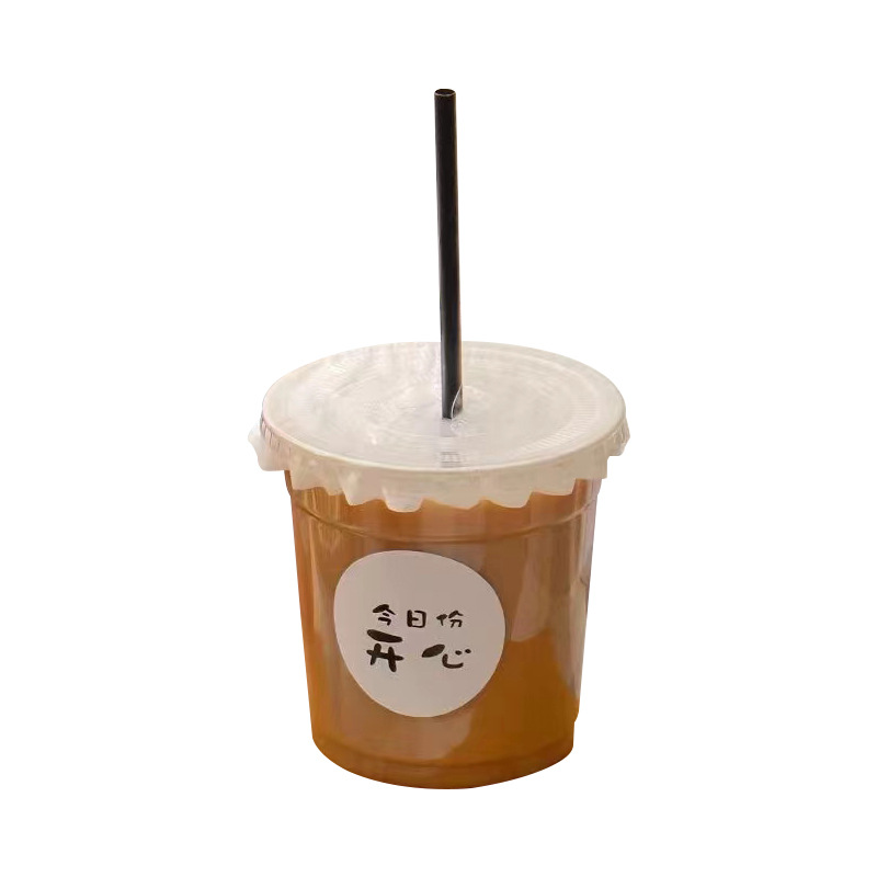Disposable High-permeability Milk Tea Cup Cold Drink American Latte Cold Drink Coke Cup Thickened Milk Tea Coffee Cup with Lid