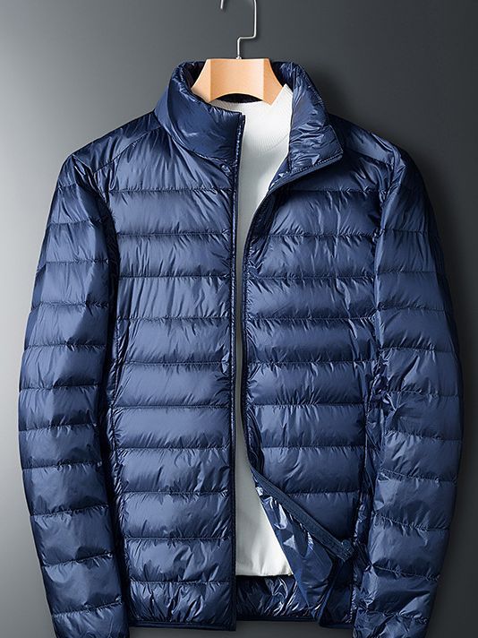 Lightweight white duck down jacket men's winter plus size loose youth short outdoor sports stand collar warm jacket