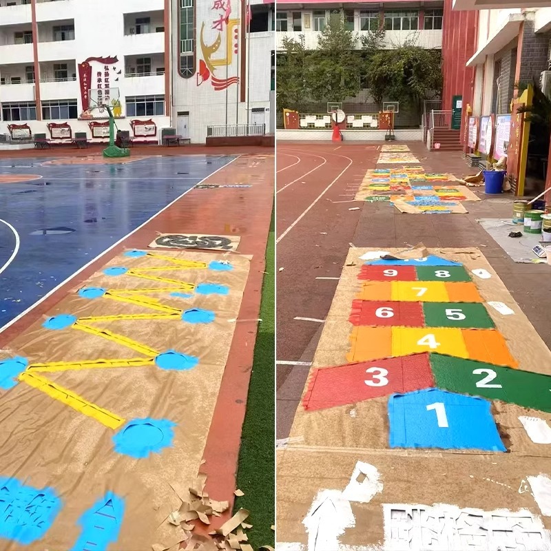 Ground Game Hollow-out Template Painted Campus Spray Paint Pattern Set Long Jump Sandbag Jumping Lattice House