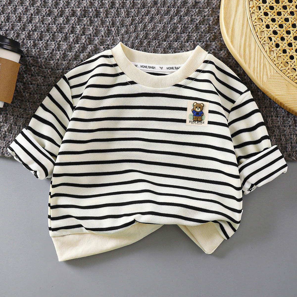 Autumn New 2024 Children's Sweatshirt All-match Western Style Striped Jacket for Boys and Girls