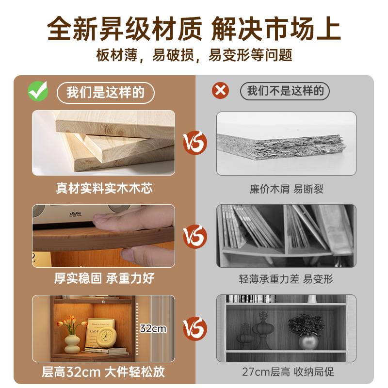 Solid Wood Corner Cabinet Corner Cabinet Triangle Storage Cabinet Floor Wall Narrow Slit Cabinet Children's Household Bookshelf Simple Bookcase