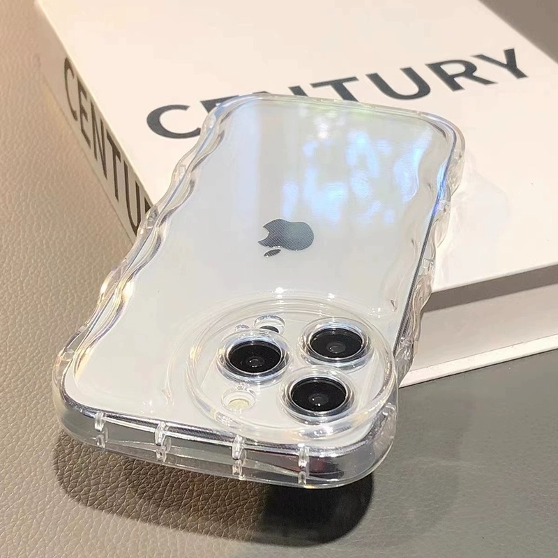 Wave Air Cushion Transparent Airbag Suitable for iPhone 17 Promax Transparent 16 Plus Anti-Drop 15/14/13 Soft Case