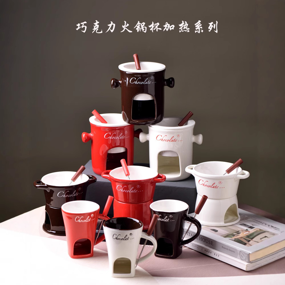 Чаша для хот-пота, бинауральная керамическая чаша для плавления шоколада, чаша для нагрева сыра, ресторан, большая чаша для супа