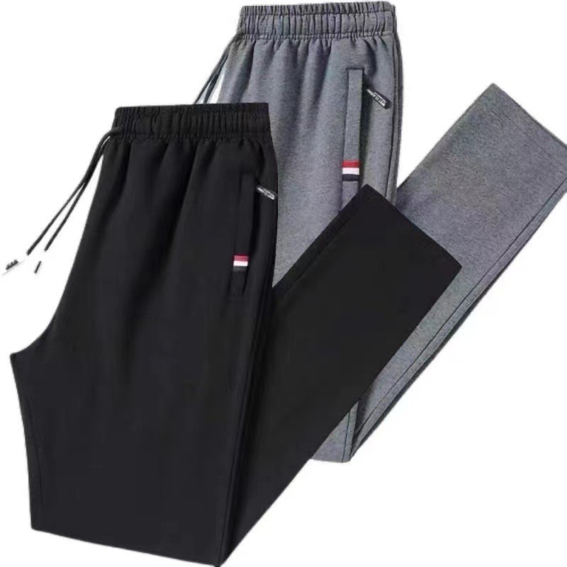 Летние спортивные брюки на молнии, мужские, молодежные, однотонные, большой размер, повседневные, свободные, прямые, модные