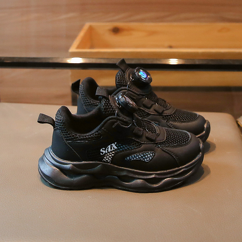 Children's Single Mesh Sports Shoes 25 Summer New Boys' Black Professional Running Shoes Girls' Mesh Shoes School Performance Shoes