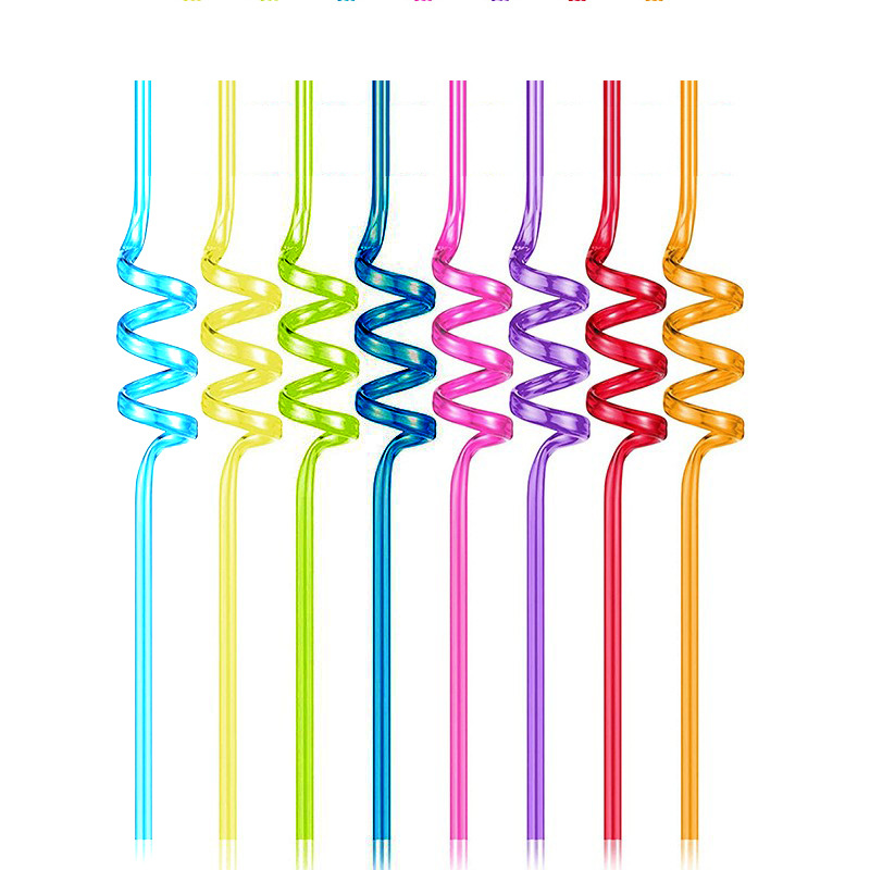 Amazon Disposable Shape Straw petg Spiral Shape Hard Cold Drink Tube Cocktail Party Decoration Ideas