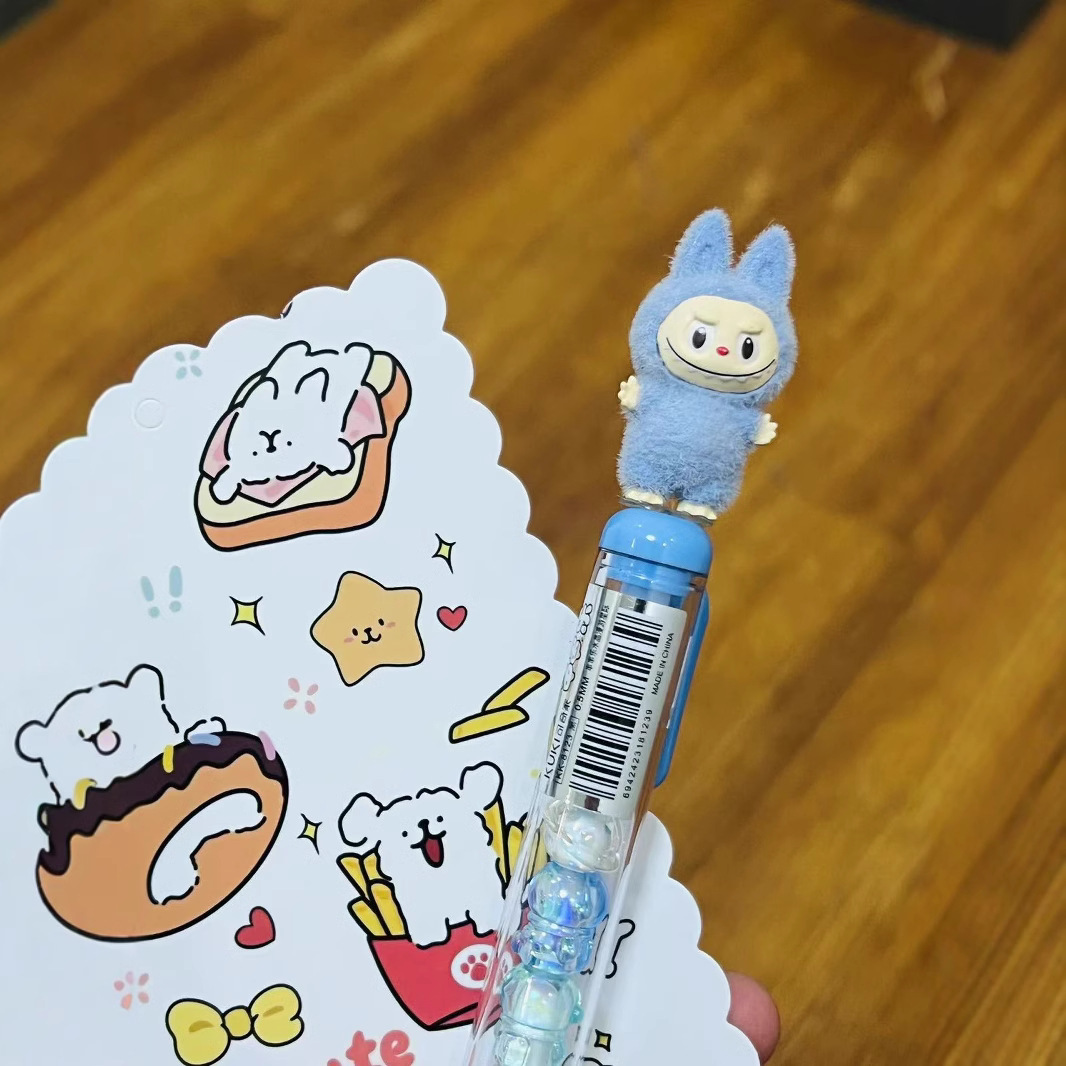 Labubu Labubu Flocking Cute Grain String Music Gel Pen Cute Student Pen Creative Diy Pen Gel Pen