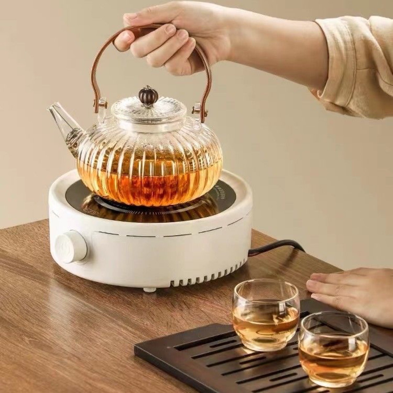 Glass Lifting Kettle, Electric Ceramic Stove, Heating Teapot Set, Heat-Resistant Black Teapot, Household Teapot, Health Water Kettle