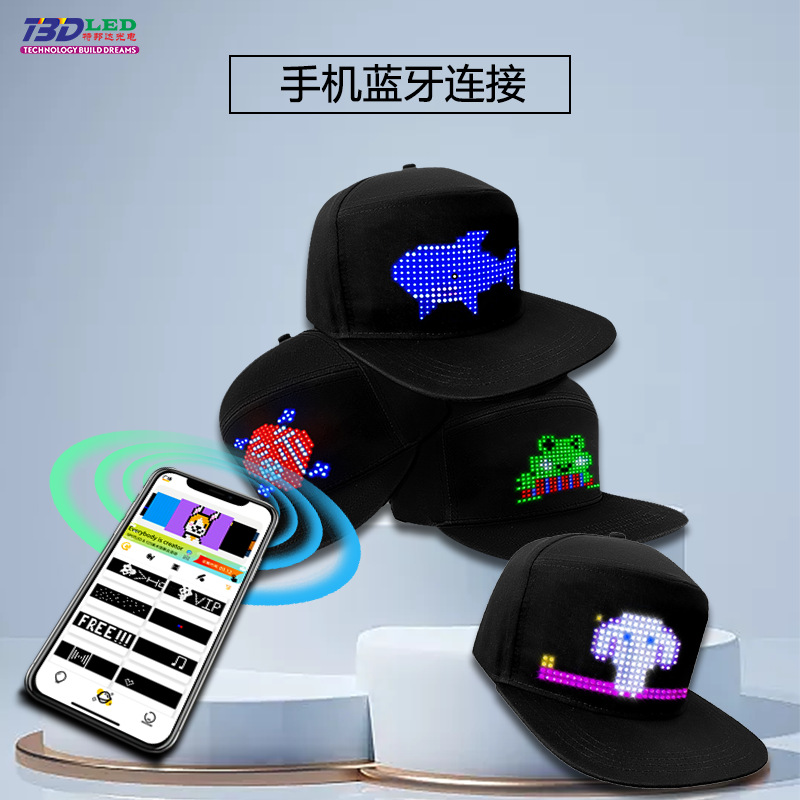 Cross-border LED hat advertising LED hat display Bluetooth APP send color led luminous hat
