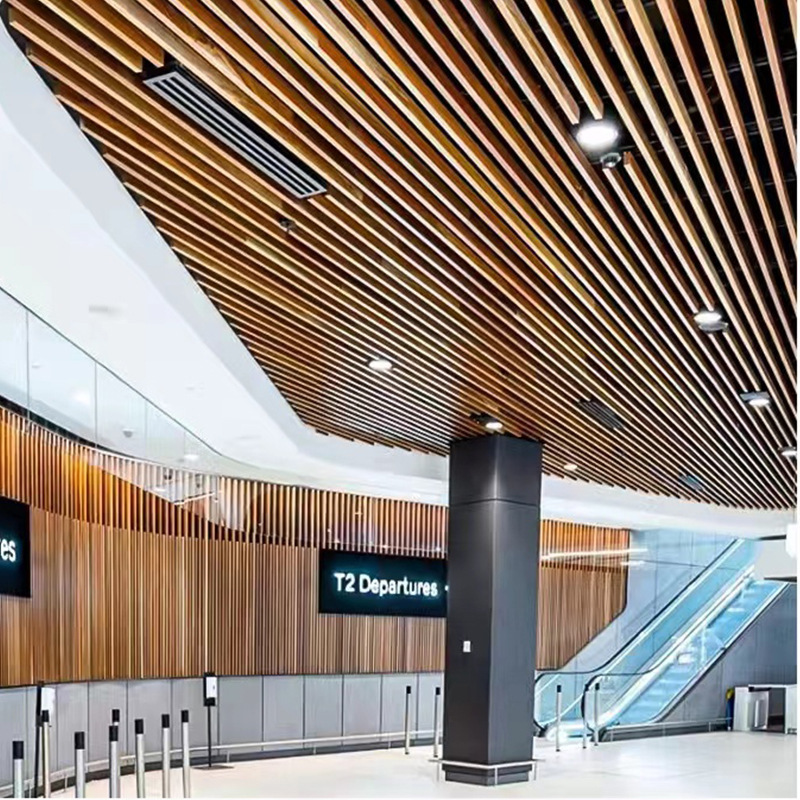 Aluminum Alloy Square Channel Ceiling Grille U-Shaped All-Aluminum Commercial Integrated Lightweight Fireproof and Flame-Retardant