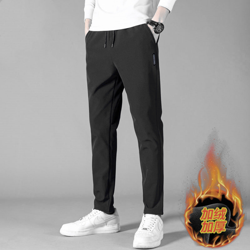 Short Velvet Cropped Pants Autumn and Winter Thin Velvet Men's Loose Casual Pants Stomp Pants Cost-effective Young Men's Wear