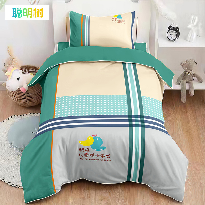 Manufacturer Customized Kindergarten Kidsren's Nap Three-Piece Set 40S Pure Cotton Twill Digital Printing Kit for Kidsren