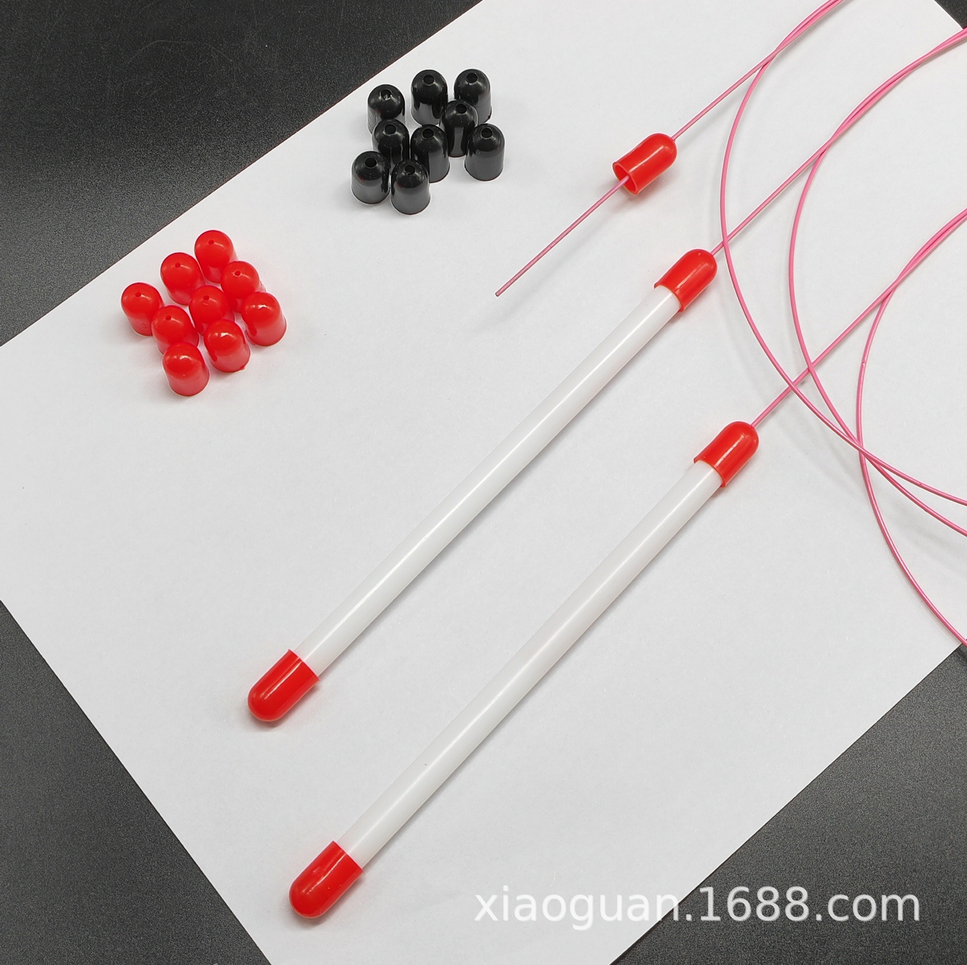 Cat tease stick accessories in stock wholesale pet cat toy extended white tube pink steel wire cat tease stick full set of accessories