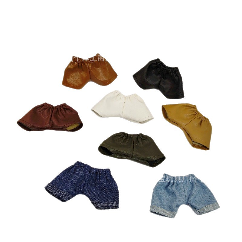 New in Stock 17cm Baby Clothes Leather Shorts Long Legs Kt Monchhichi Plush Clothes Plush Pendant DIY Decoration