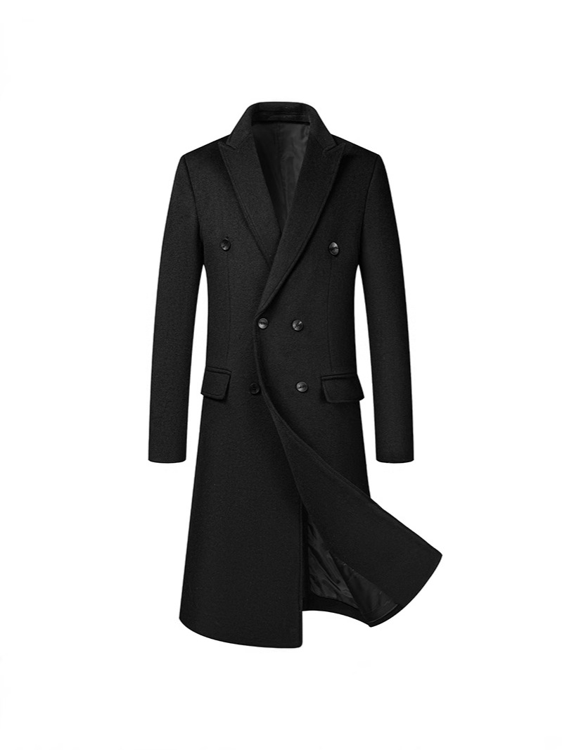 Autumn and winter long wool coat cross-border European size men's coat coat over the knee coat factory cross-border supply