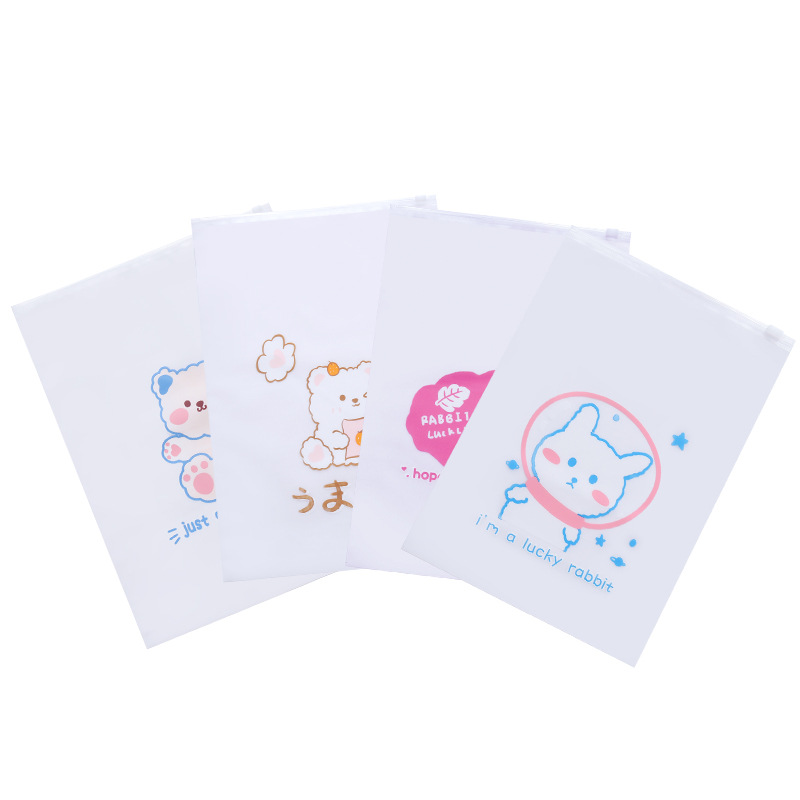 Clothes Storage Bag Kindergarten Travel Underwear Socks Zipper Bag Cartoon Transparent Frosted Clothing Packaging Bag Cute