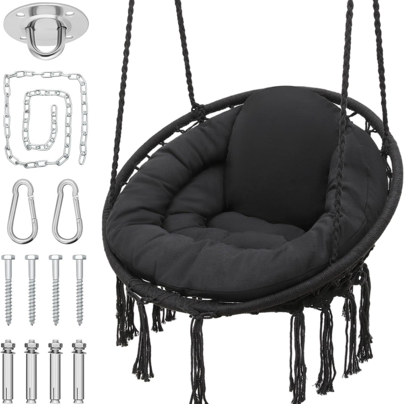 Tassel Hanging Chair Internet Popular Ins Hanging Basket Indoor Balcony Leisure Lazy Person Rocking Chair Cotton Rope Hanging Household Swing Chair