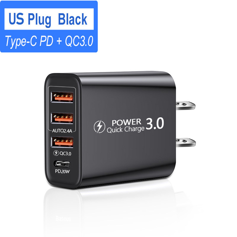 Travel charger US regulations European regulations British Regulations 3USB + Type-C charging head 3USB + PD multi-phone adapter