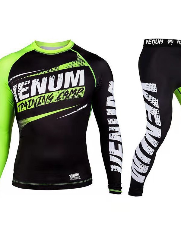 костюм Venom боксерский длинный рукав леггинсы тренировочный костюм sanda фитнес брюки быстросохнущий двухкомпонентный комплект