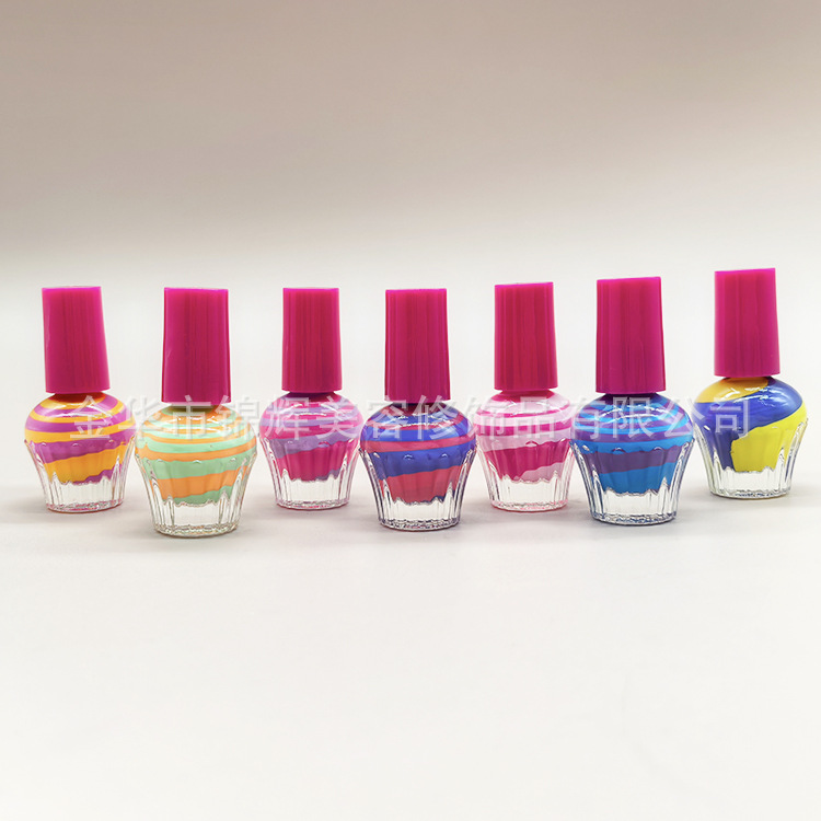 For Export Only, Kidsren's Water-Based Nail Polish, Multi-Color Spiral Nail Polish