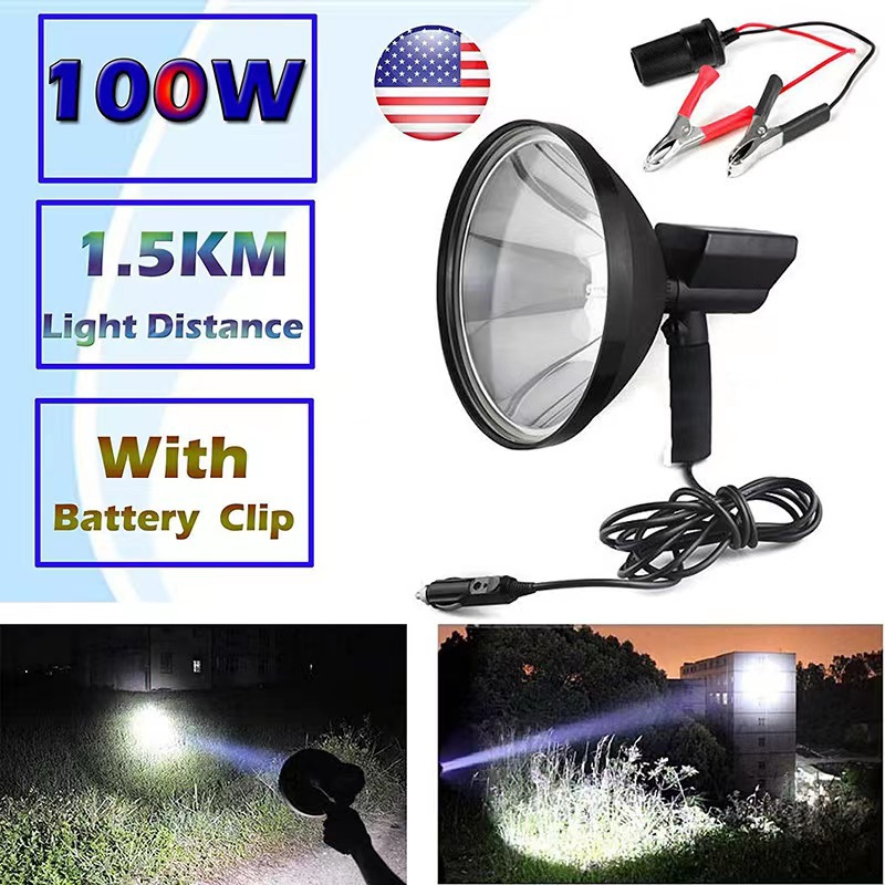 12V100W 9inch Handheld Xenon Lamp Outdoor Work Lamp Hid Handheld Searchlight Spotlight Cross-Border Hot Model