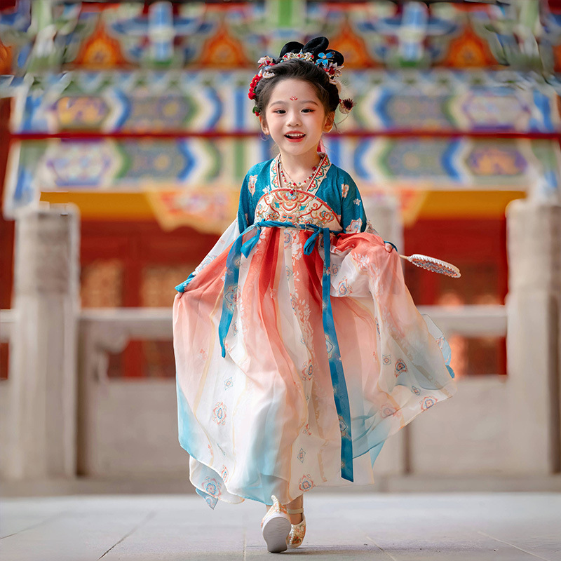 Hanfu girls 2024 spring and autumn children's antique high-end super fairy national style dress girls Chinese performance skirt