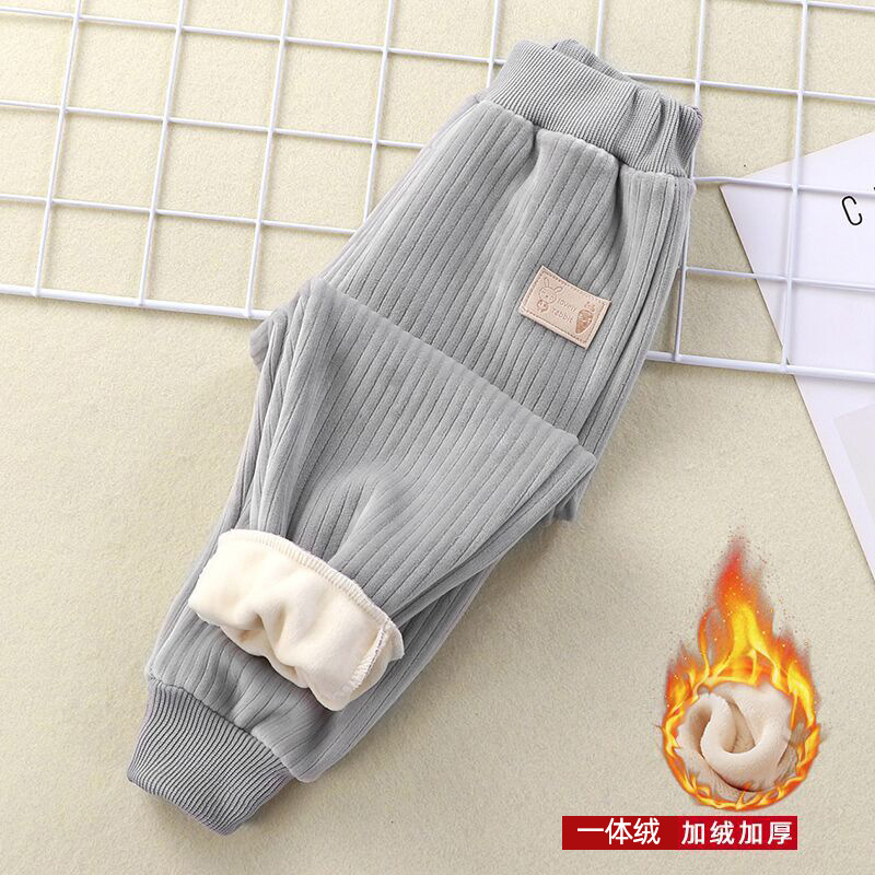 New Children's Corduroy Lined Pants Winter Outer Wear Casual Pants Children's Sports Pants Boys and Girls Warm Pants
