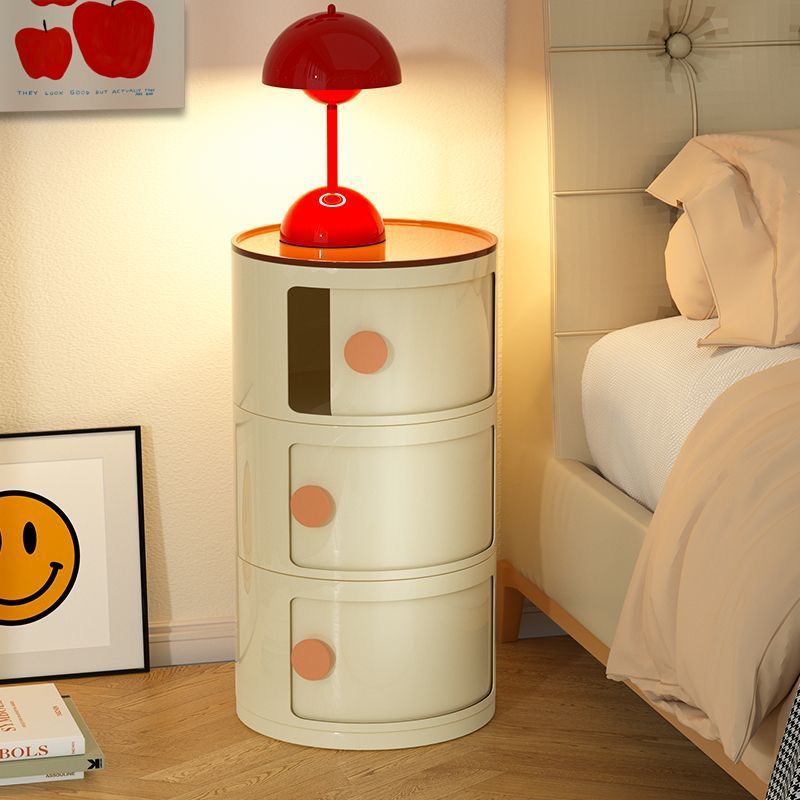 Extremely Narrow Side Storage Cabinet Storage Rack Round Small Bedside Cabinet Children's Replacement Bedroom Home