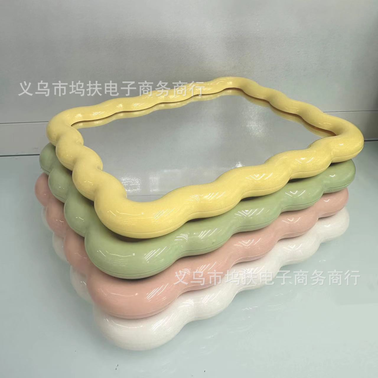 Ins Style Wave Desktop Mirror Candy Color Cute Wall Hanging Desktop Single-Sided Beauty Mirror Student Dormitory Makeup Mirror