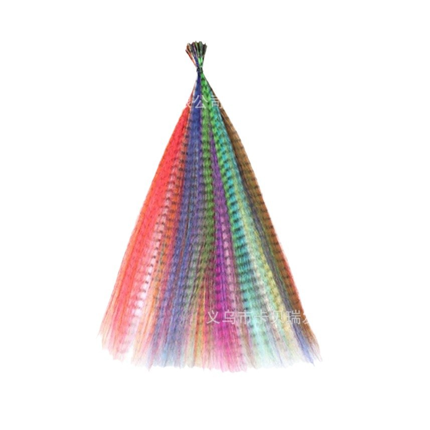 13-Colorful High-Quality High-Temperature Silk Colorfulful Stripess Colorfulful Feather Hair European and American Export Best-Selling Stick Hair Eye-Catching