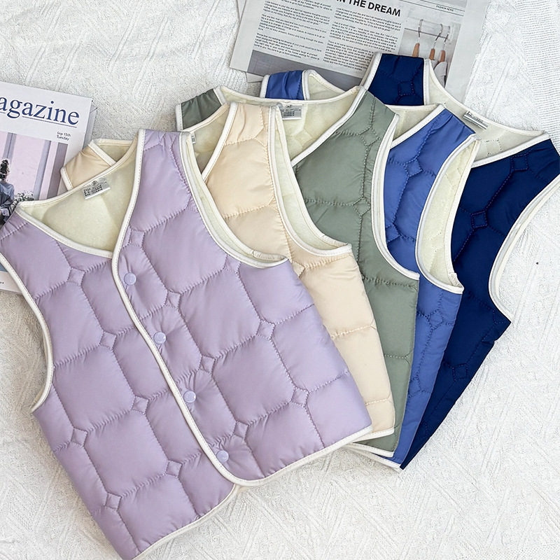 Кросс-бодерный детский бархатный хлопковый жилет, легкий, осень-зима 2025, новый, стеганый безрукавный жилет для малышей
