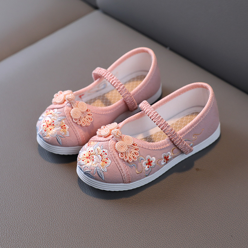 Old Beijing Children's Cloth Shoes Girls' Embroidered Shoes Chinese Style Children's Ancient Dress Shoes Baby Handmade Cloth Shoes Hanfu Shoes