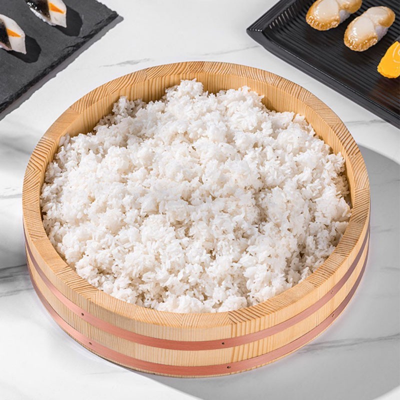 Wooden Sushi Bibimbap Pot Japanese Style Rice Wooden Pot Plate Sashimi Rice Sushi Bibimbap Pot Japanese and Korean Cuisine