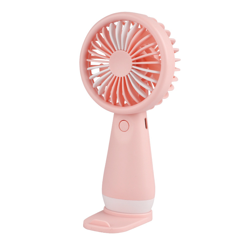 Simple handheld small fan with base mobile phone holder USB charging summer student portable electric gift fan