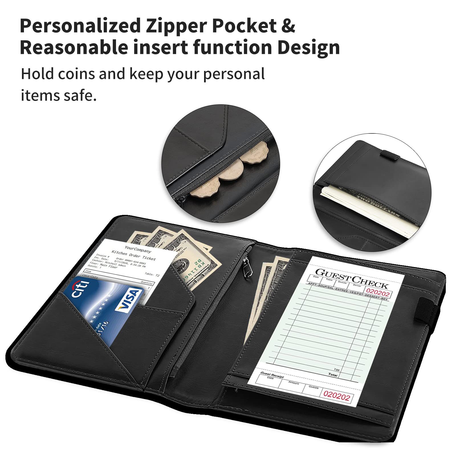 European and American pu waiter wallet tip menu clip hotel waiter a la carte leather case custom menu leather case