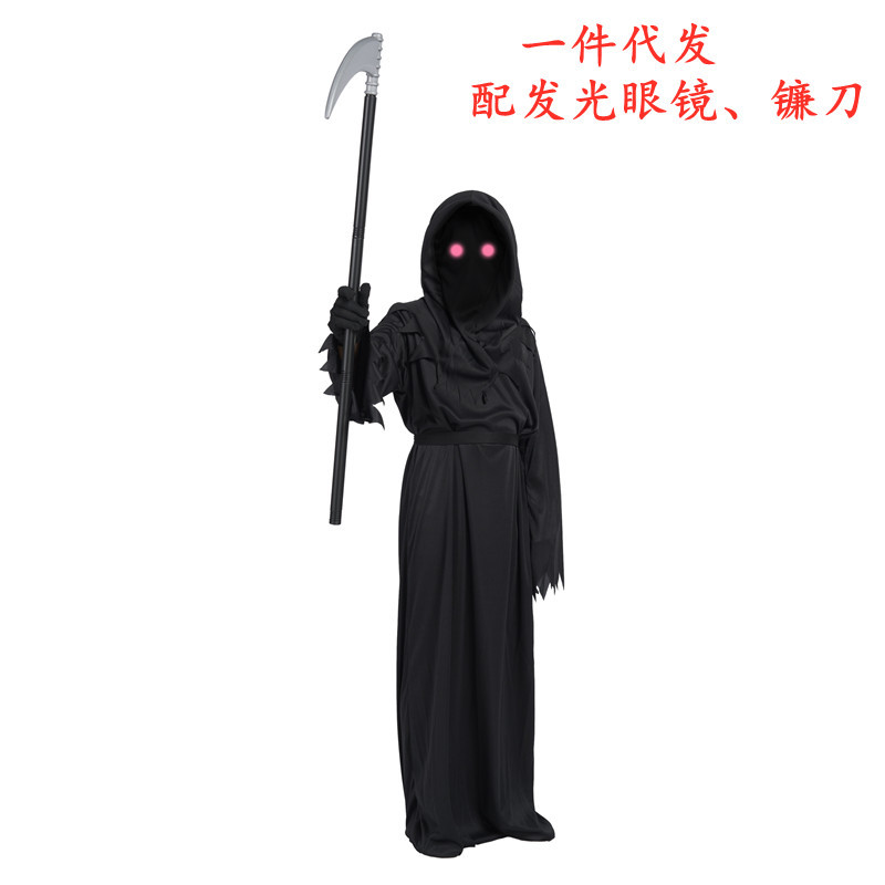 Halloween Red Eye Death Costume Kids Dark Ghost Horror Cosplay suit Ghost Demon Show