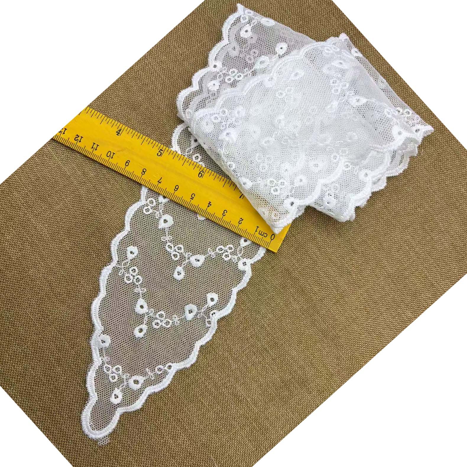 Embroidered Lace Versatile Sweet Style Long Bow Hair Rope Hair Tie Long Gauze Scarf Belt Scarf Factory Wholesale