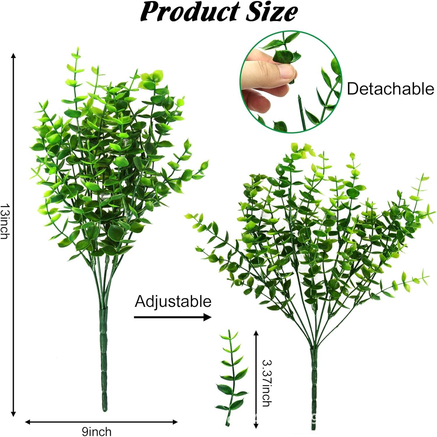 Amazon Artificial Green Plant 7-Pronged Eucalyptus Money Leaf Bouquet Plant Wall Wedding Gardening Project Scenery Ready Stock