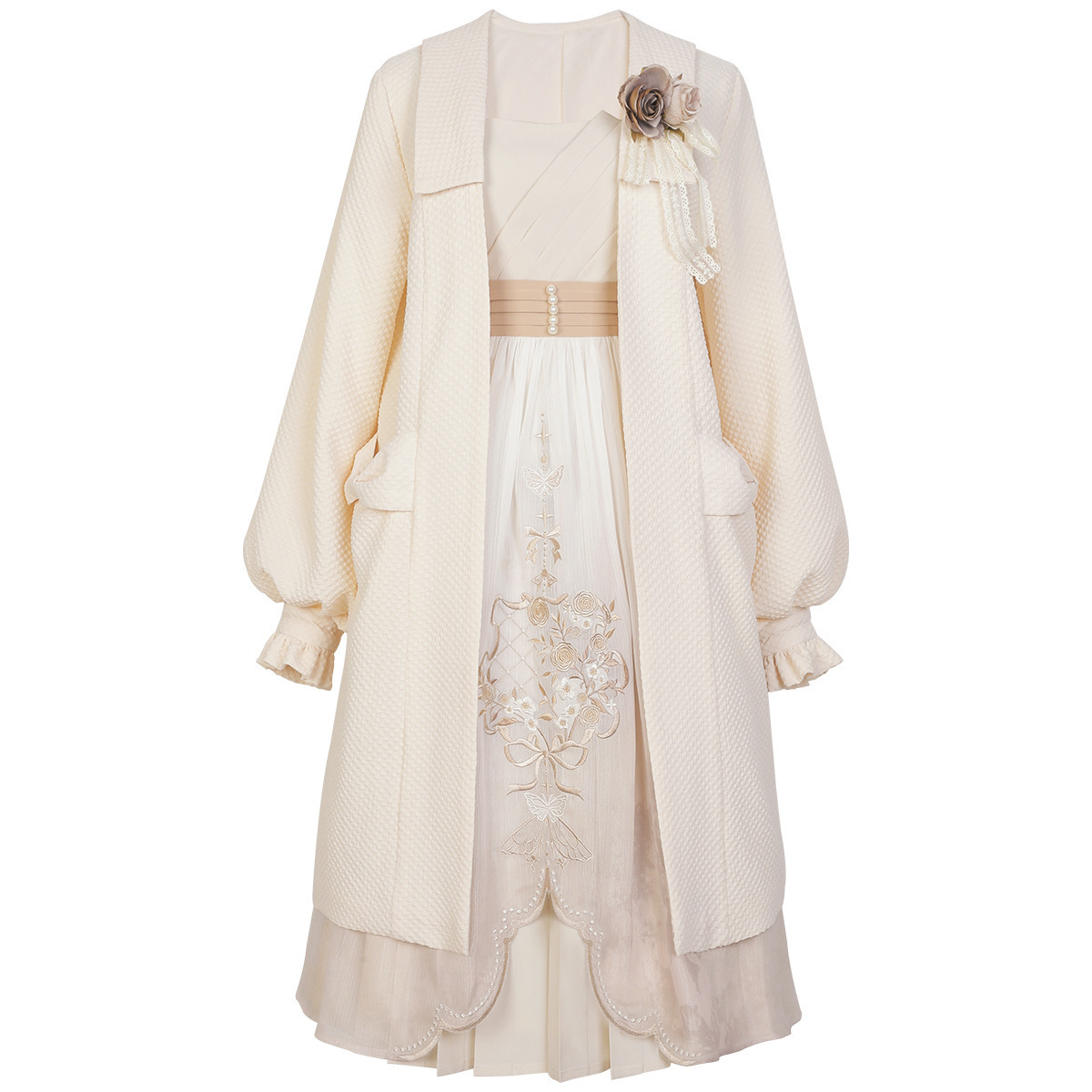 Original design new flower set Hanfu women's Han element coat suspenders skirt suit autumn and winter 8495