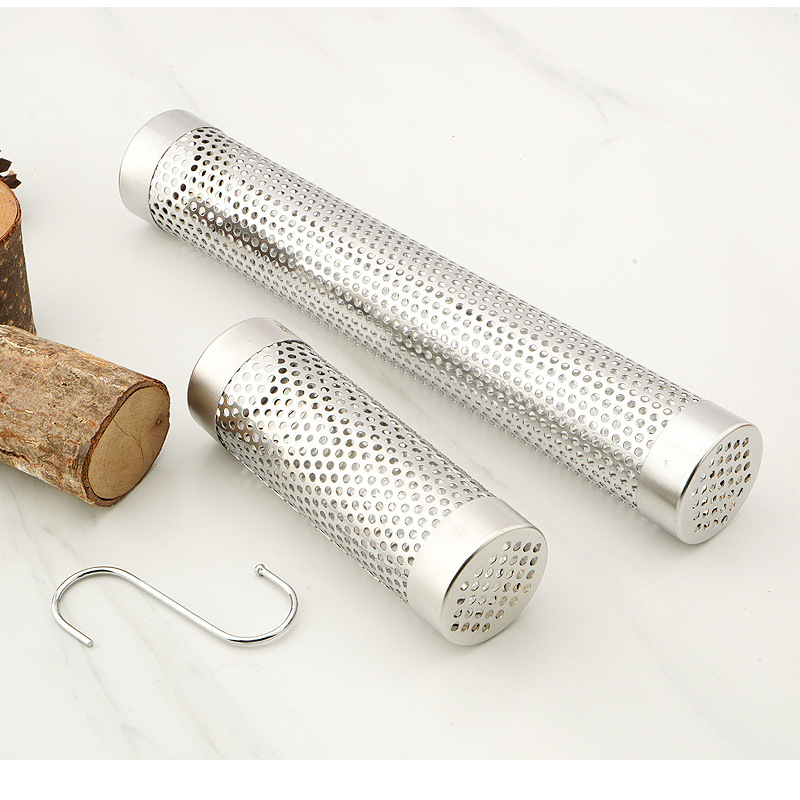 Stainless steel smoked tube fruit wooden box barbecue box outdoor cold cigarette box barbecue tools outdoor barbecue tools