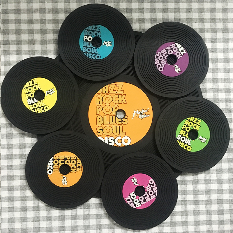 Oven Mittsing Coaster Vinyl Record Cartoon English Ceramic Cup Mug Glass Pvc Soft Rubber Round Insulation Pad