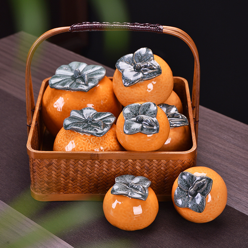 Orange tea jar ceramic simulation orange sealed jar candy jar gift jar tea set decoration gift box gift gift