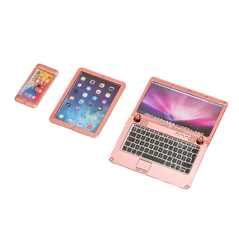 1:12 doll house simulation mini computer mobile phone tablet miniature scene model accessories