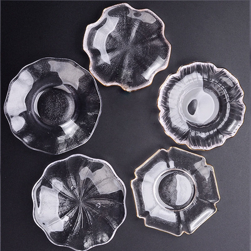 Chinese-Style Glass Tea Cup Coaster, Japanese-Style Gold-Rimmed Tea Cup, Tea Tray, Tea Set Accessories, Coaster, Tea Tray, Heat-Insulating Tea Mat